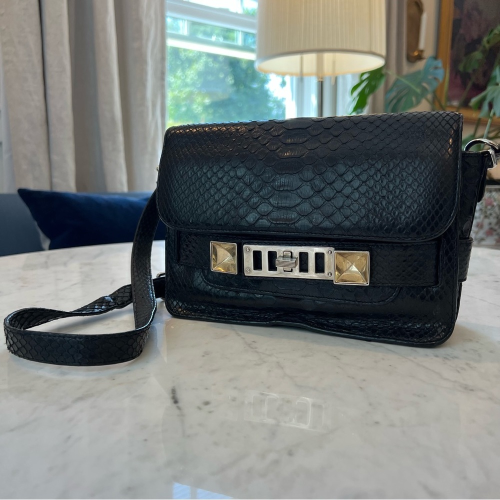 Proenza Schouler Black Python PS11 Mini Bag